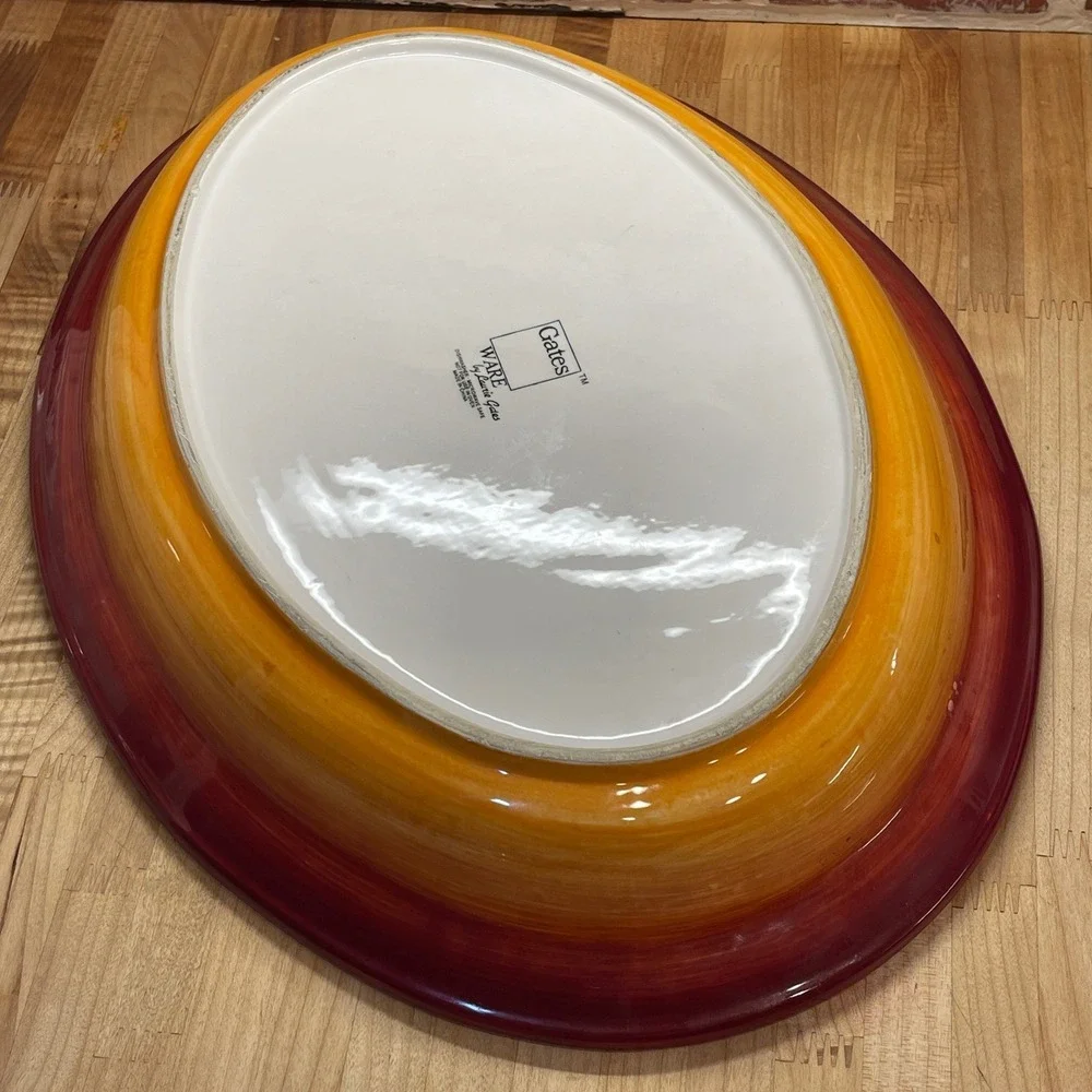 Peas in a Pod By Laurie Gates Ware Oval Serving Platter Red 19 Inches